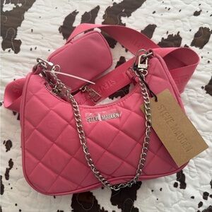 Steve Madden Vibrant Pink Quilted Shoulder Bag